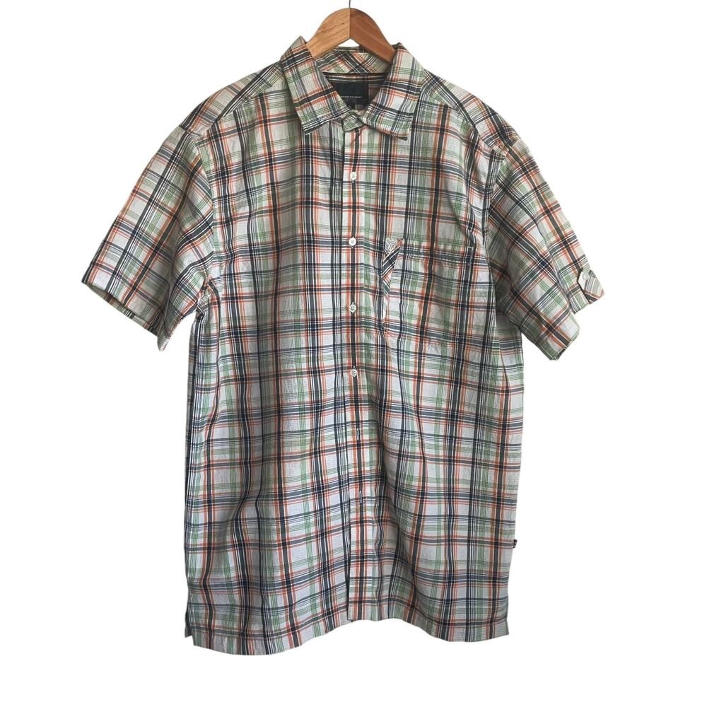 Vintage Phat Farm Mens Shirt XL Texture Plaid Button Up Retro Y2K Casual Preppy